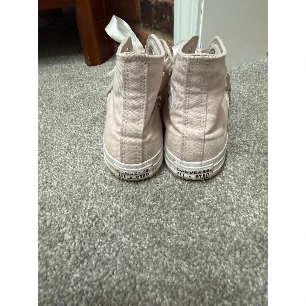 Converse Chuck Taylor All Star High Top Pink Satin Ribbon Lace Sneakers A14831F